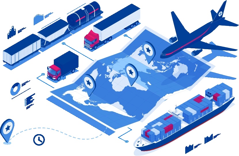 Real-time analytics dashboard with data by country, port, supplier and customer